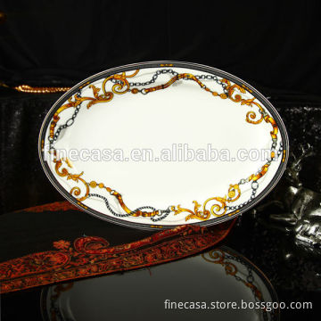 14 Inches Luxury Fine Bone China Fish Plate of Knight
